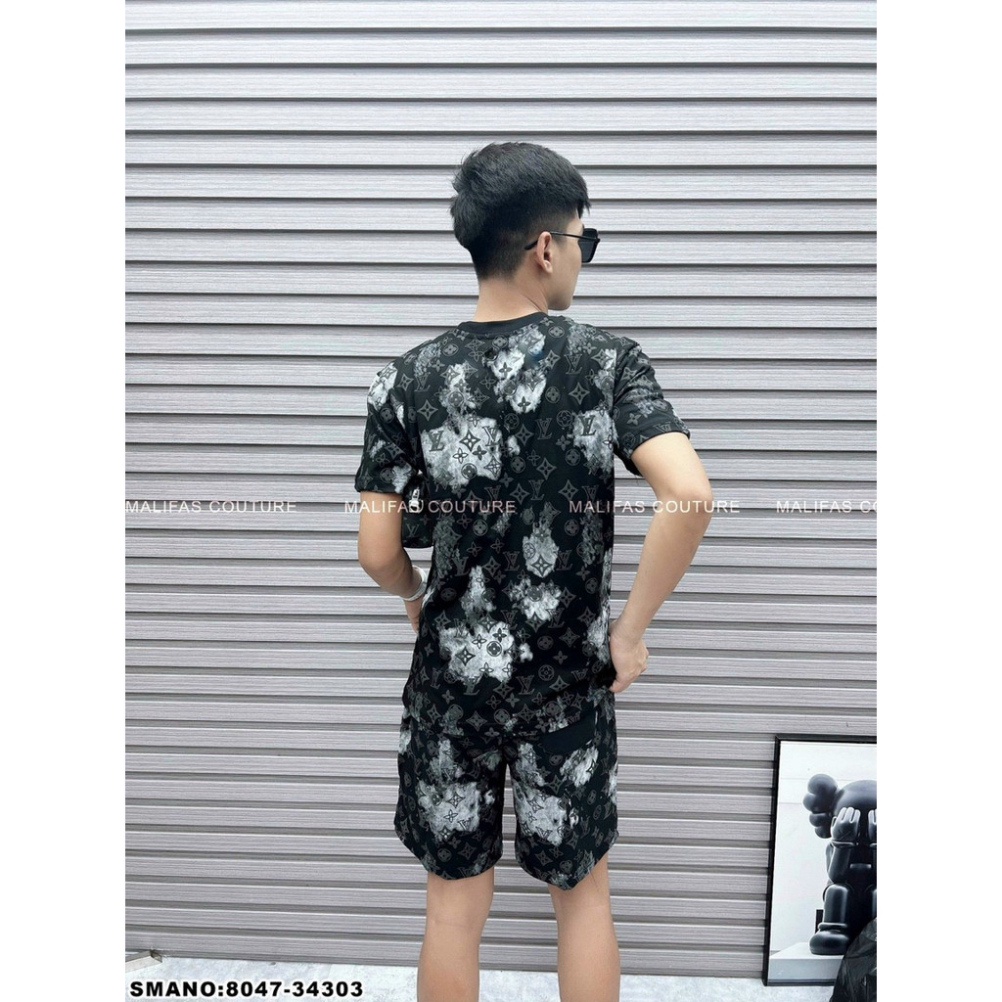 Bộ Quần Áo Nam Mùa Hè Vân Lv Nhung Mềm Mịn Thoáng Mát Thời Trang Hè Cho Nam