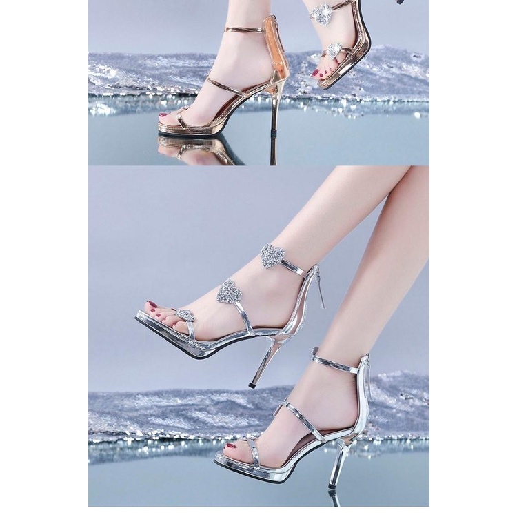 Giày Sandal Cao Gót Bằng Da Thuộc Chống Nước Thời Trang Mùa Hè 2023 Dành Cho Bạn Nữ