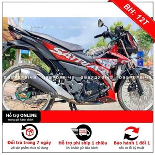 Tem Rời Dán Xe Satria Đỏ Trắng đen Thỏ Ohlins 