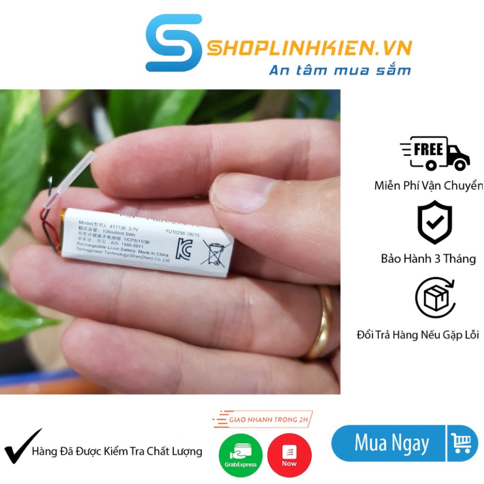Pin lipo 3.7V 135mah 36x11x4.1MM sử dụng cho tai nghe thiết bị -ShopLinhKienM2M