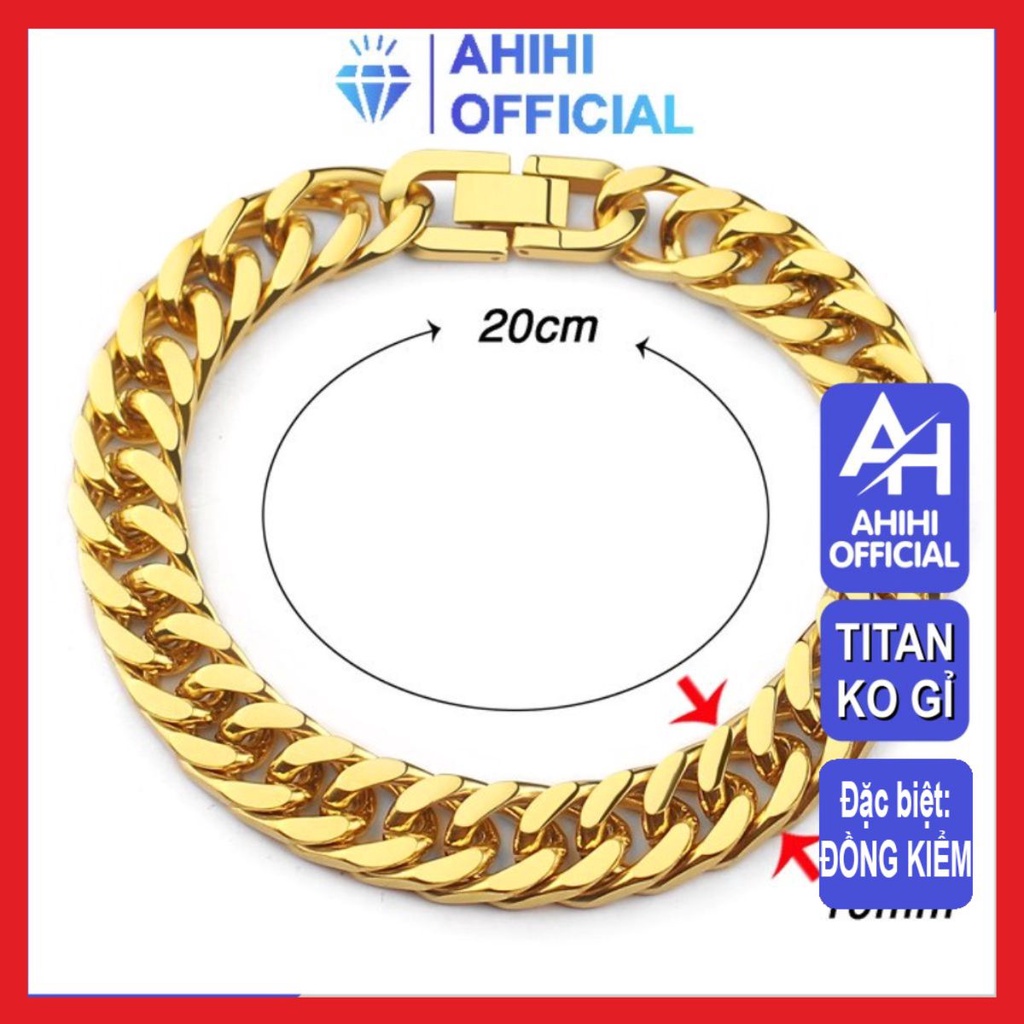 Lắc tay nam kiểu lặc đôi titan cao cấp rẻ đẹp khóa bộ cao cấp inox thép không gỉ ahihi.official cỡ 10mm mạ vàng PTLTNA16