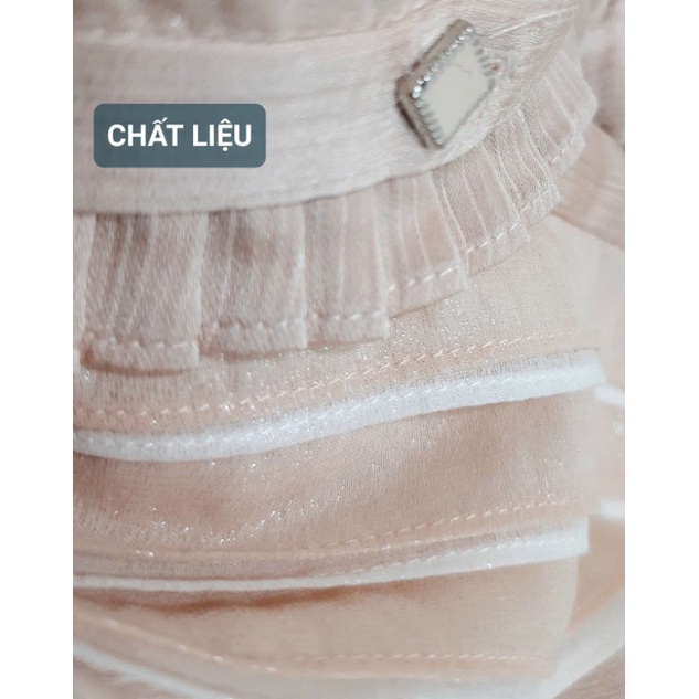 Set áo voan tơ hồng và chân váy đuôi cá đen, mới 97%, size M