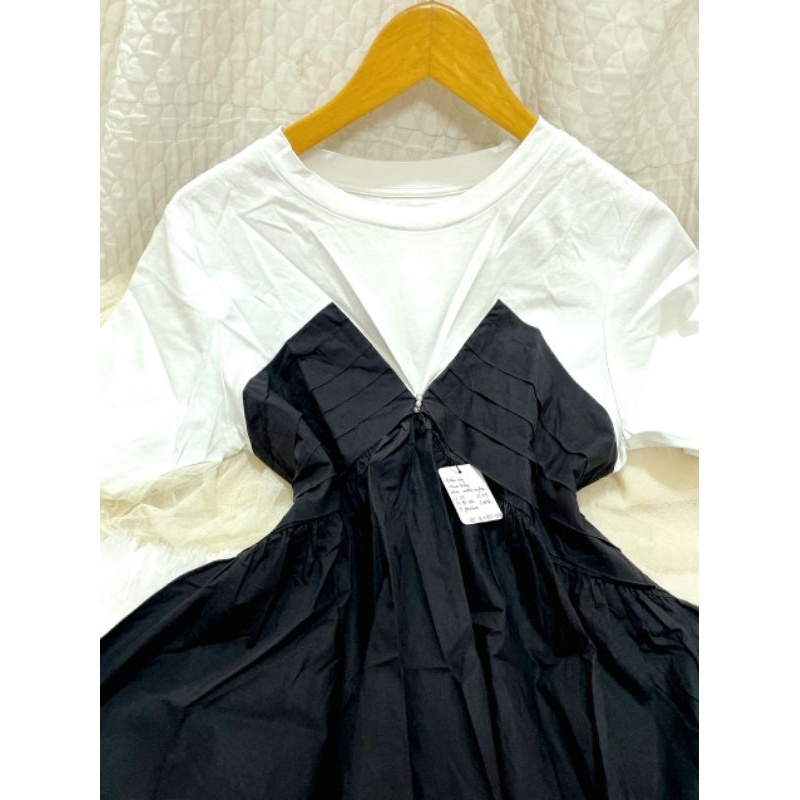 Đầm babydoll, thun phối cotton nylon 1 lớp, dày dặn, mới 94%, freesize, 1160