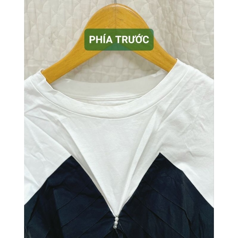 Đầm babydoll, thun phối cotton nylon 1 lớp, dày dặn, mới 94%, freesize, 1160