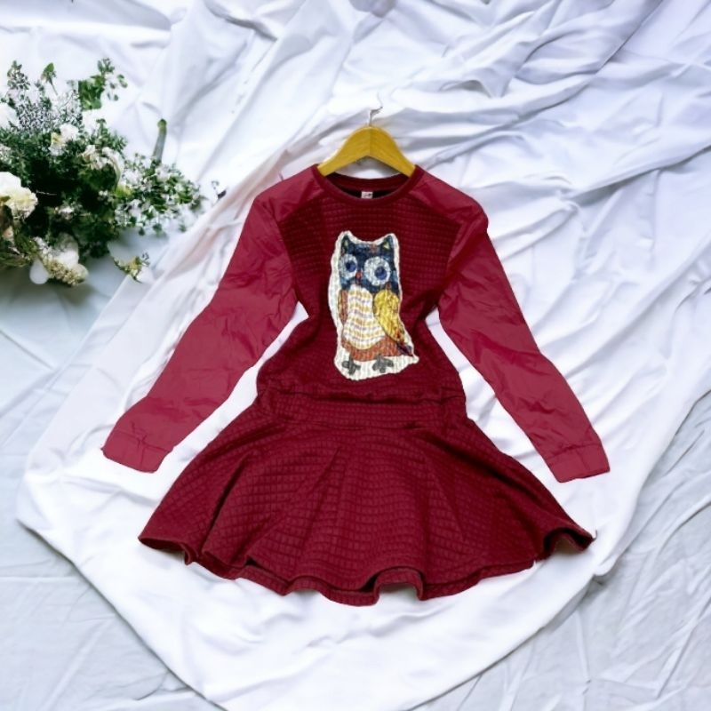 Đầm đuôi cá, cotton gân phối vải dù, màu đỏ, mới 94%, size L, 289