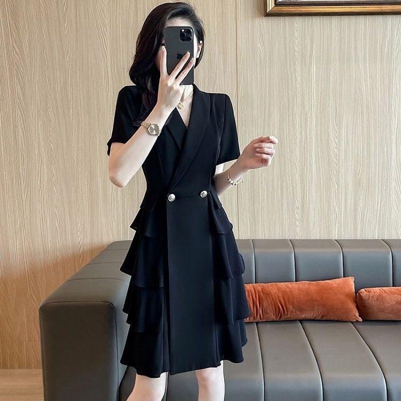 Goouliu Đầm Cổ Vest Ôm Eo Phong Cách Hàn Quốc Thời Trang Mùa Hè Cho Nữ