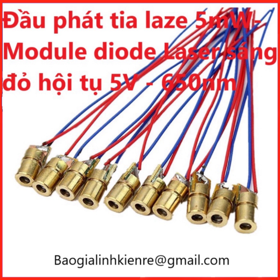 [ 5 Cái ] Đầu phát tia laze 3V, 5V - Module diode Laser sáng đỏ hội tụ 3V, 5V - Bước Sóng 650nM (Gửi đơn từ 20K) freeshi