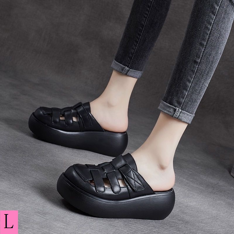 Dép Da Bò Đế Dày Thời Trang Mùa Hè 2023 Cho Nữ Mi