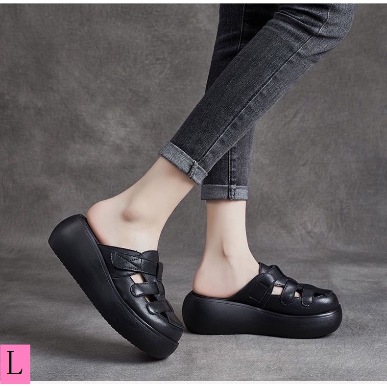 Dép Da Bò Đế Dày Thời Trang Mùa Hè 2023 Cho Nữ Mi