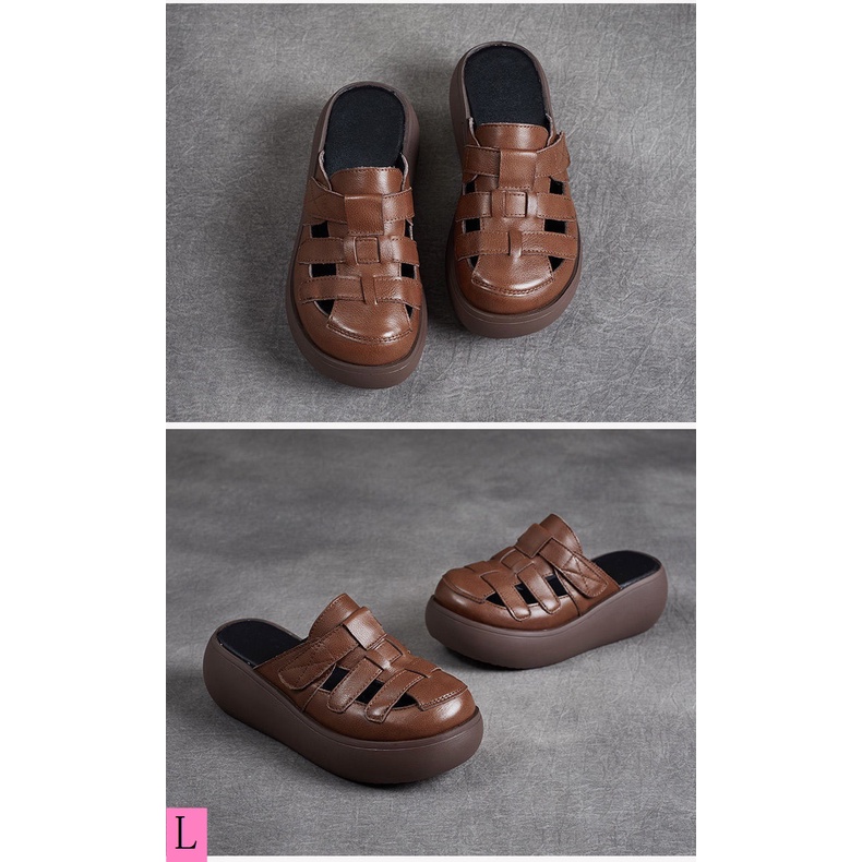 Dép Da Bò Đế Dày Thời Trang Mùa Hè 2023 Cho Nữ Mi