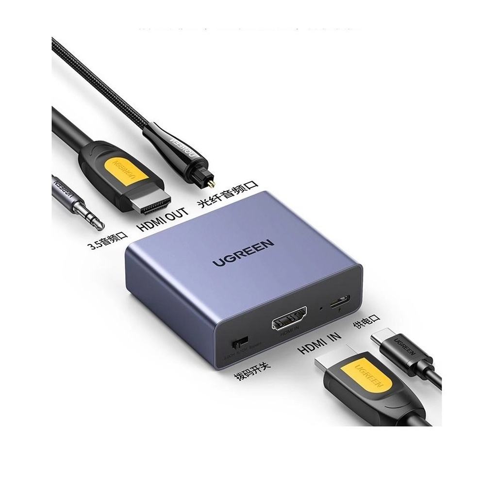 Cáp Chia HDMI ra HDMI Có Audio 3.5mm/Optical Chính Hãng UGREEN 60649 40281