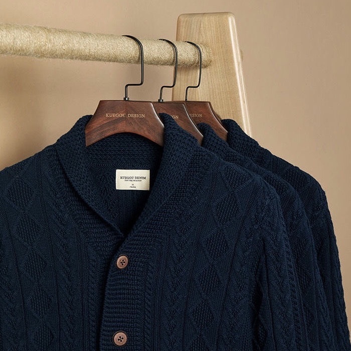 Áo Khoác Cardigan Dệt Kim Cổ Bẻ Phong Cách Retro Thời Trang Mùa Thu 2201 Cho Nam Giới