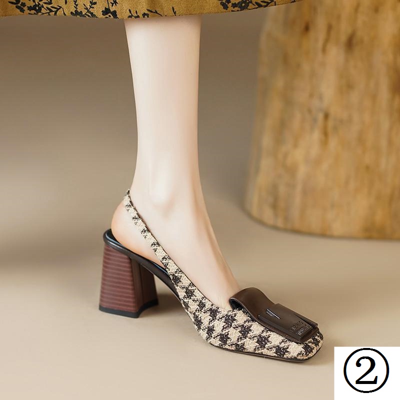 Giày Sandal Cao Gót Mùa Hè 2023 Hở Gót Cài Khóa Cài Sau Phong Cách Retro Pháp Cho Nữ