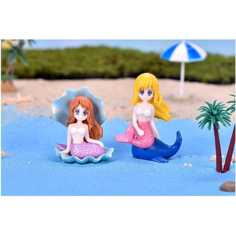 Tượng nàng tiên cá nhựa đặc PVC trang trí tiểu cảnh, decor bàn làm việc, trưng bày, đồ chơi, trang trí hồ cả, terrarium.