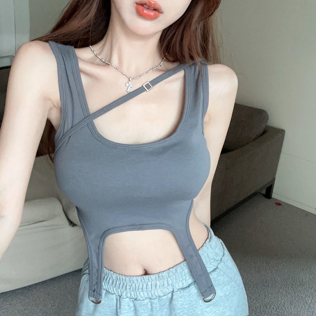 Jiashucheng Áo Lót Ống Mỏng Không Tay Có Đệm Ngực Dễ Phối Đồ Phong Cách Cho Nữ