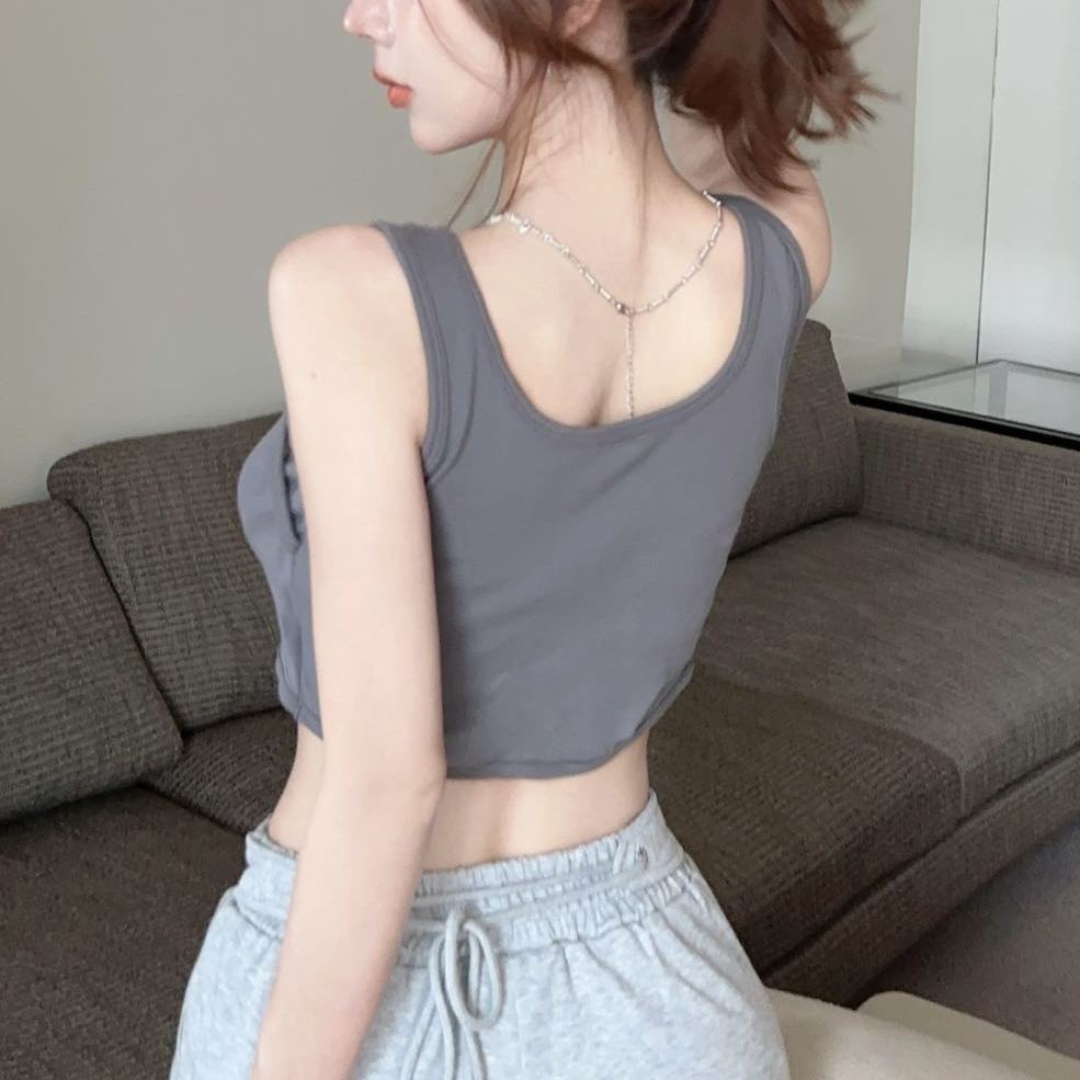 Jiashucheng Áo Lót Ống Mỏng Không Tay Có Đệm Ngực Dễ Phối Đồ Phong Cách Cho Nữ