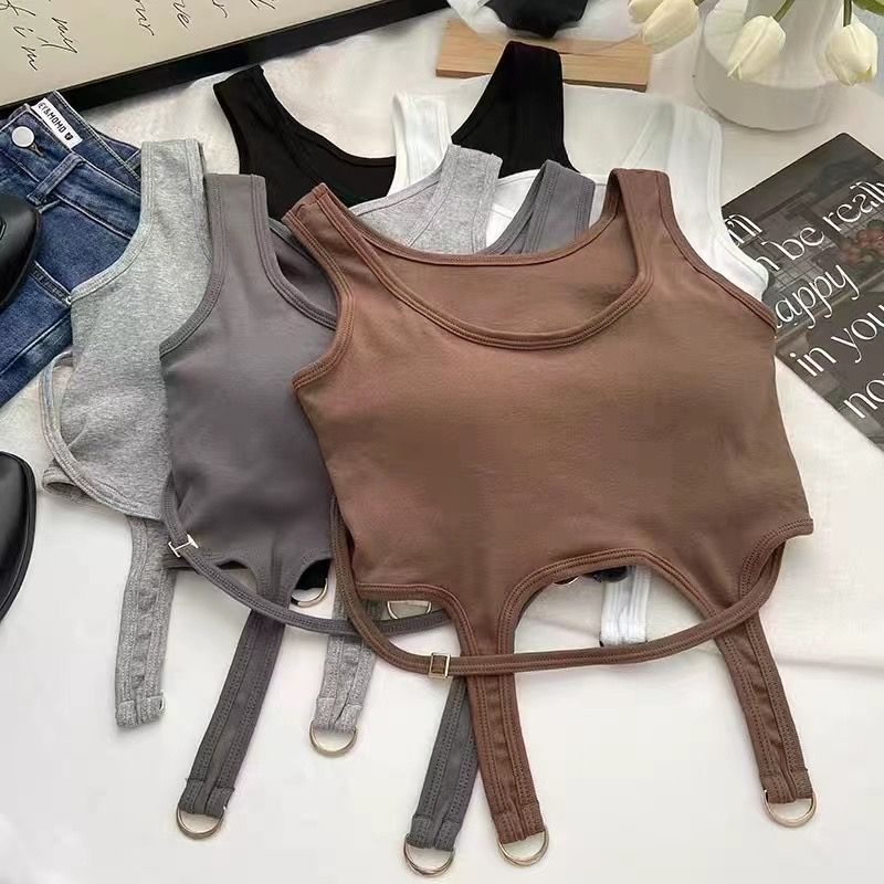 Jiashucheng Áo Lót Ống Mỏng Không Tay Có Đệm Ngực Dễ Phối Đồ Phong Cách Cho Nữ