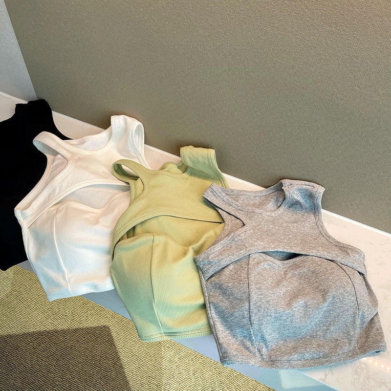 Jiashucheng Áo Lót Ống Giả Hai Mảnh Có Đệm Ngực Không Đối Xứng Thời Trang Mùa Hè Cho Nữ