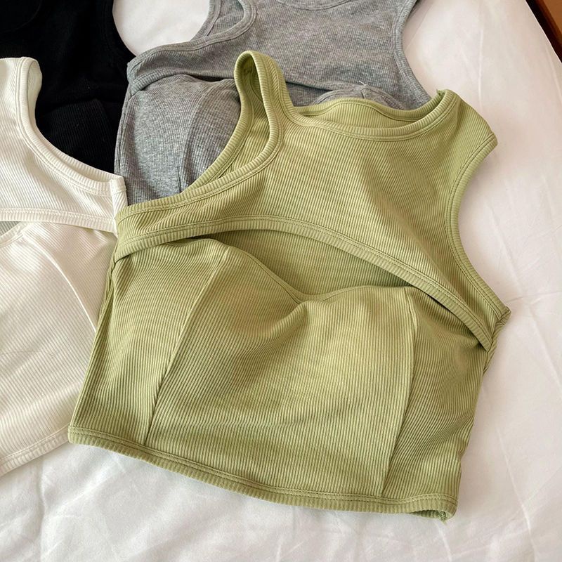 Jiashucheng Áo Lót Ống Giả Hai Mảnh Có Đệm Ngực Không Đối Xứng Thời Trang Mùa Hè Cho Nữ