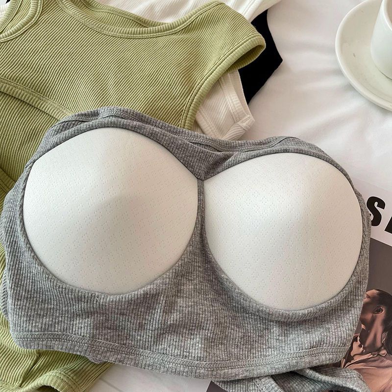Jiashucheng Áo Lót Ống Giả Hai Mảnh Có Đệm Ngực Không Đối Xứng Thời Trang Mùa Hè Cho Nữ