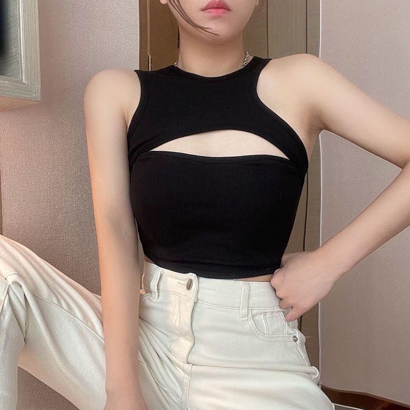 Jiashucheng Áo Lót Ống Giả Hai Mảnh Có Đệm Ngực Không Đối Xứng Thời Trang Mùa Hè Cho Nữ