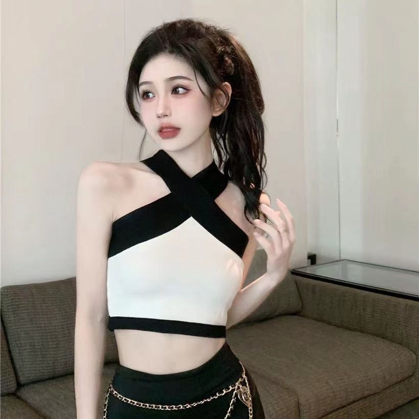 Jiashucheng Áo Hai Dây Dáng Ôm Ngắn Thời Trang Mùa Hè Quyến Rũ Cho Nữ