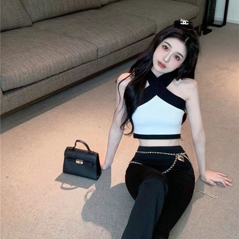 Jiashucheng Áo Hai Dây Dáng Ôm Ngắn Thời Trang Mùa Hè Quyến Rũ Cho Nữ