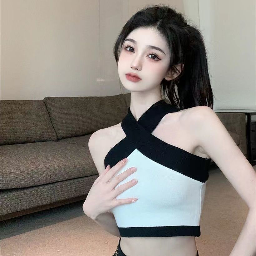 Jiashucheng Áo Hai Dây Dáng Ôm Ngắn Thời Trang Mùa Hè Quyến Rũ Cho Nữ