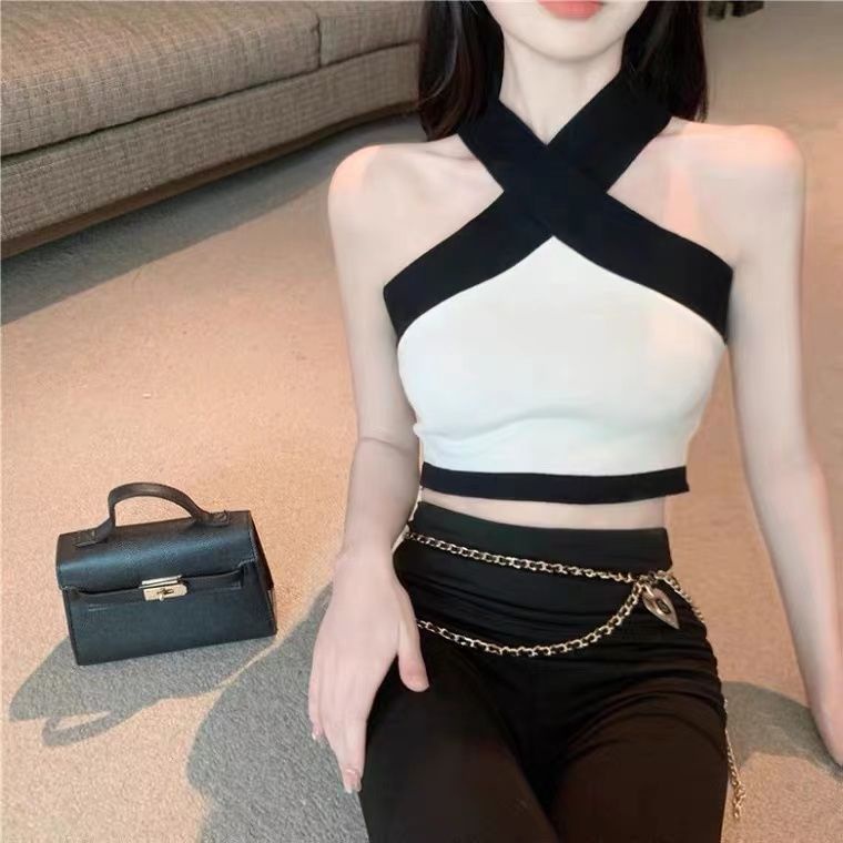 Jiashucheng Áo Hai Dây Dáng Ôm Ngắn Thời Trang Mùa Hè Quyến Rũ Cho Nữ