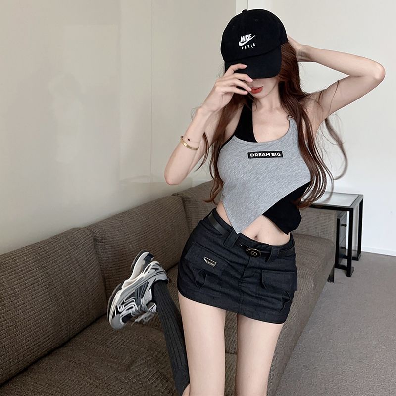 Jiashucheng Áo Hai Dây Dáng Ngắn Phong Cách Retro Thời Trang Mùa Hè Dành Cho Nữ