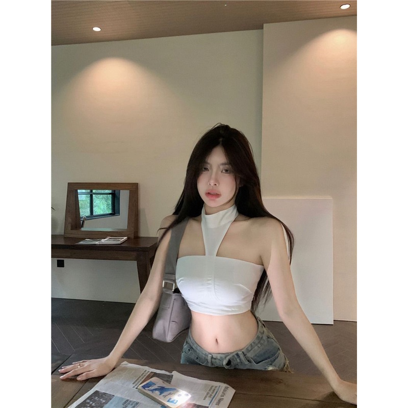 Jiashucheng Áo Hai Dây Màu Trắng Phong Cách Thể Thao Thời Trang Mùa Hè Độc Đáo Cho Nữ