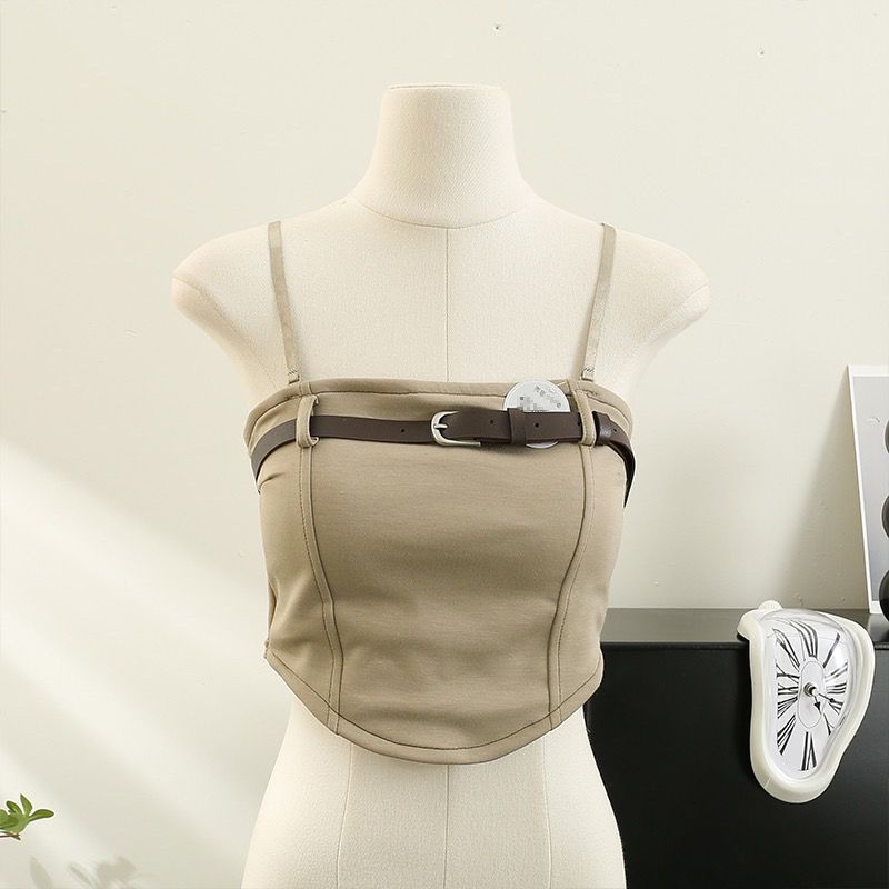 Jiashucheng Áo Ống Ngắn Dây Vai Ngọt Ngào Thời Trang Mùa Hè