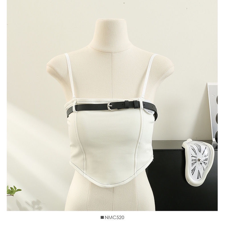 Jiashucheng Áo Ống Ngắn Dây Vai Ngọt Ngào Thời Trang Mùa Hè