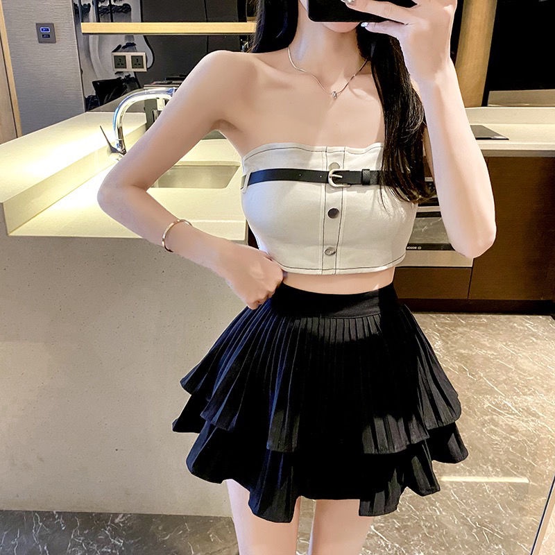 Jiashucheng Áo Ống Ngắn Không Tay Thời Trang Xuân Hè Quyến Rũ Cho Nữ