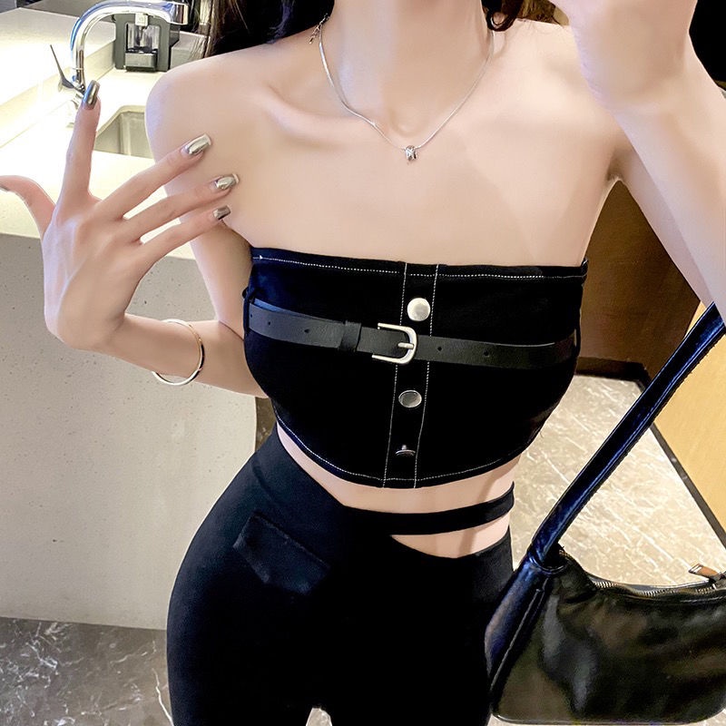 Jiashucheng Áo Ống Ngắn Không Tay Thời Trang Xuân Hè Quyến Rũ Cho Nữ