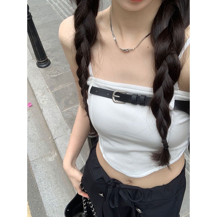 Jiashucheng Áo Ống Ngắn Dây Vai Ngọt Ngào Thời Trang Mùa Hè