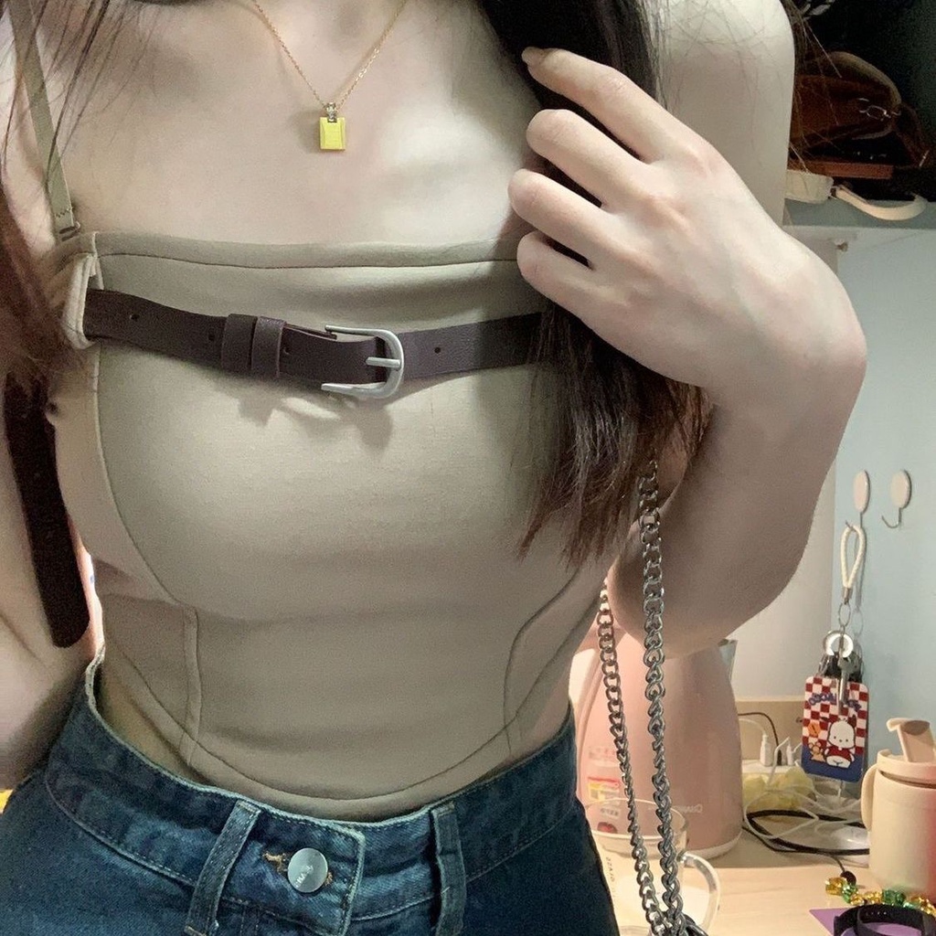 Jiashucheng Áo Ống Ngắn Dây Vai Ngọt Ngào Thời Trang Mùa Hè