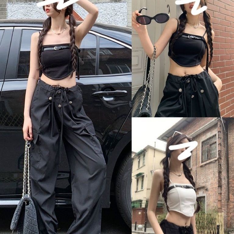 Jiashucheng Áo Ống Ngắn Dây Vai Ngọt Ngào Thời Trang Mùa Hè