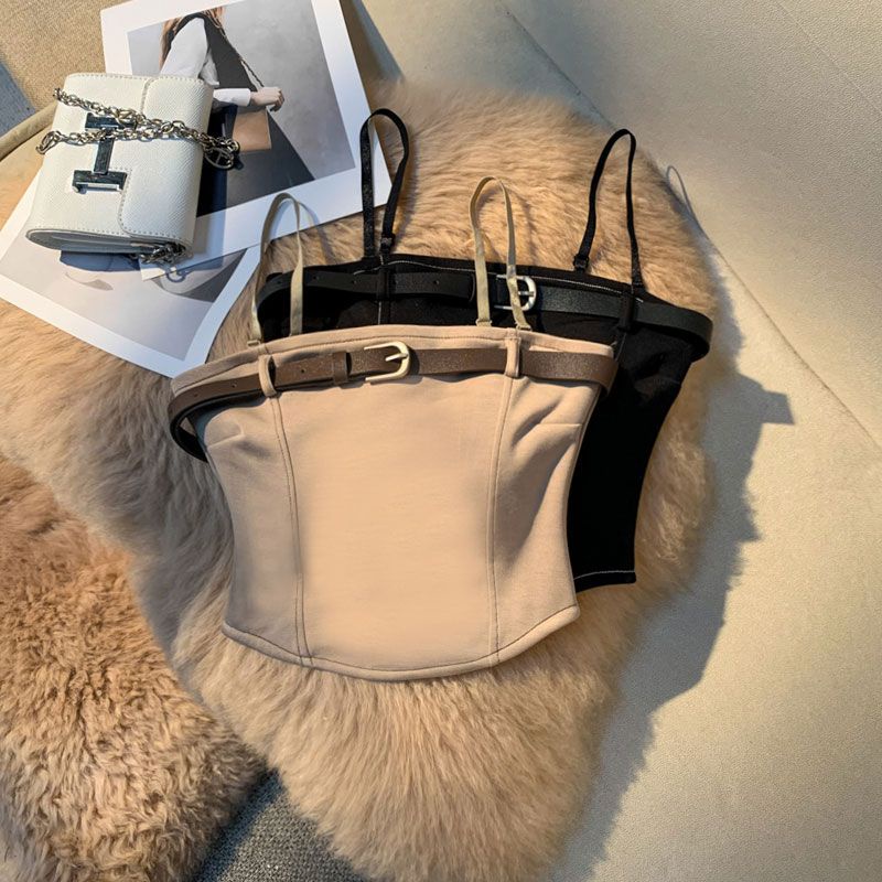 Jiashucheng Áo Ống Quấn Ngực Có Dây Thắt Lưng Gợi Cảm Mặc Ngoài Trời Mùa Hè Phong Cách Âu Mỹ Cho Nữ