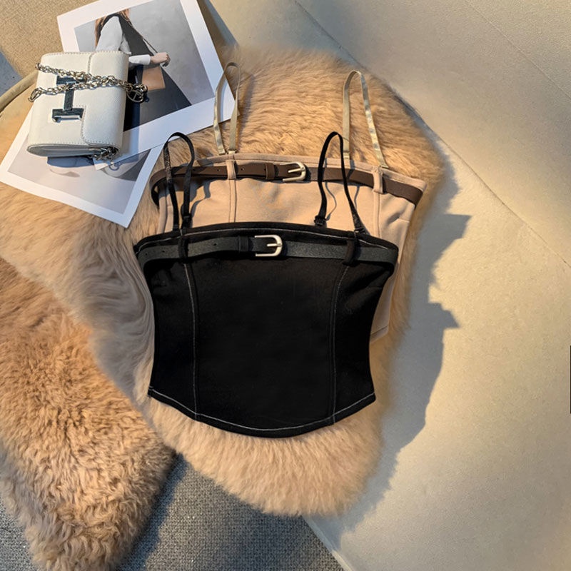 Jiashucheng Áo Ống Quấn Ngực Có Dây Thắt Lưng Gợi Cảm Mặc Ngoài Trời Mùa Hè Phong Cách Âu Mỹ Cho Nữ