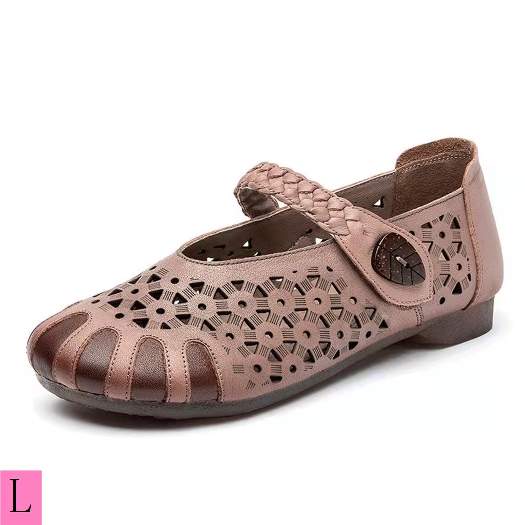 Giày Sandal Da Bò Mềm Khoét Lỗ Thoải Mái Thời Trang Mùa Hè 2023 Cho Nữ