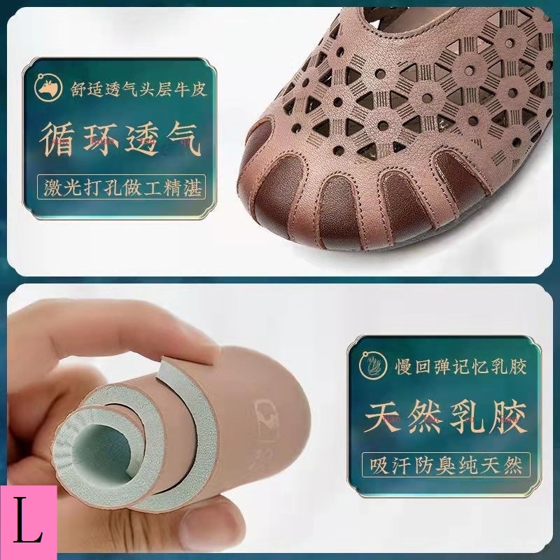 Giày Sandal Da Bò Mềm Khoét Lỗ Thoải Mái Thời Trang Mùa Hè 2023 Cho Nữ