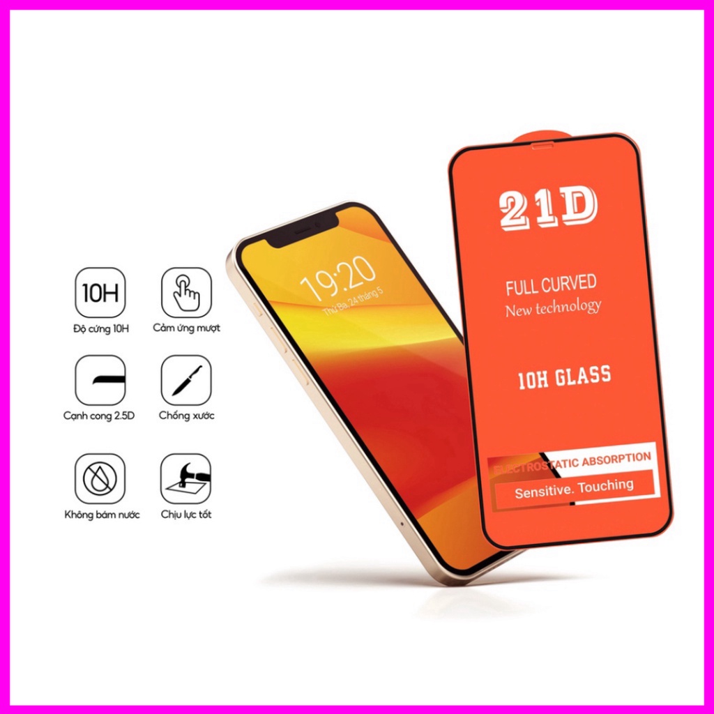 Kính cường lực iphone 21D full màn 6/6s/6plus/6splus/7/8/7plus/8plus/x/xs/11/11/12/13/pro/promax