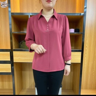 Áo sơ mi màu trơn dáng rộng thời trang mùa hè kiểu mới cao cấp cho nữ