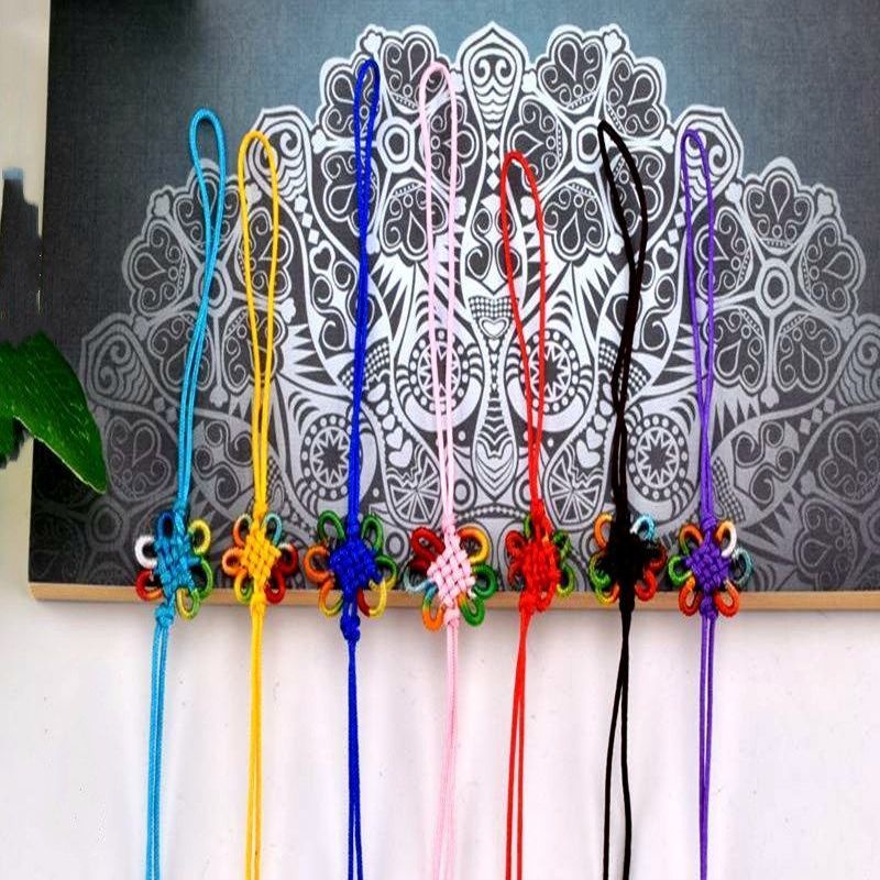 Bộ 6 Tấm Đánh Dấu Trang Sức Bằng Nylon Hình Vuông Thắt Nút Họa Tiết Hoa Nhiều Màu Phong Cách Trung Quốc diy