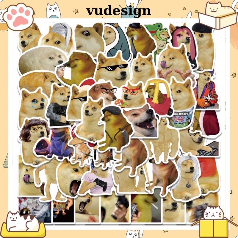 Sticker Meme Cheems Doge Dán Laptop, Điện Thoại, Mũ Bảo Hiểm, Bình Nước, Vali,... Chống Thấm Nước Vudesign