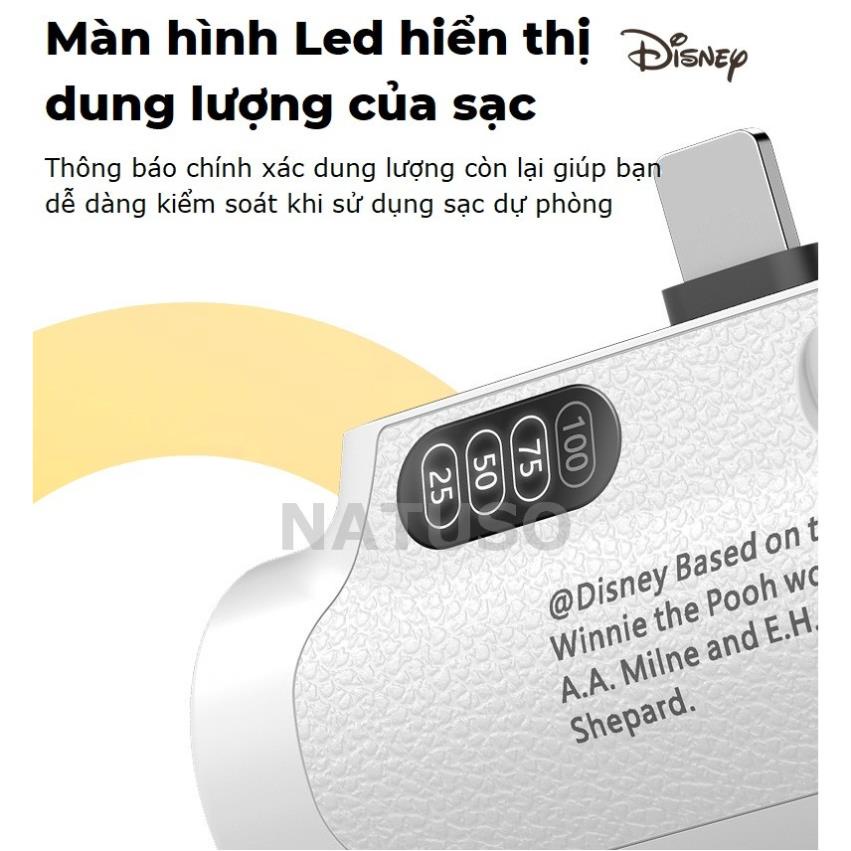 Sạc dự phòng mini gấu dâu, pin sạc dự phòng Disney, pin dự phòng không dây sạc nhanh màn hình Led cắm trực tiếp