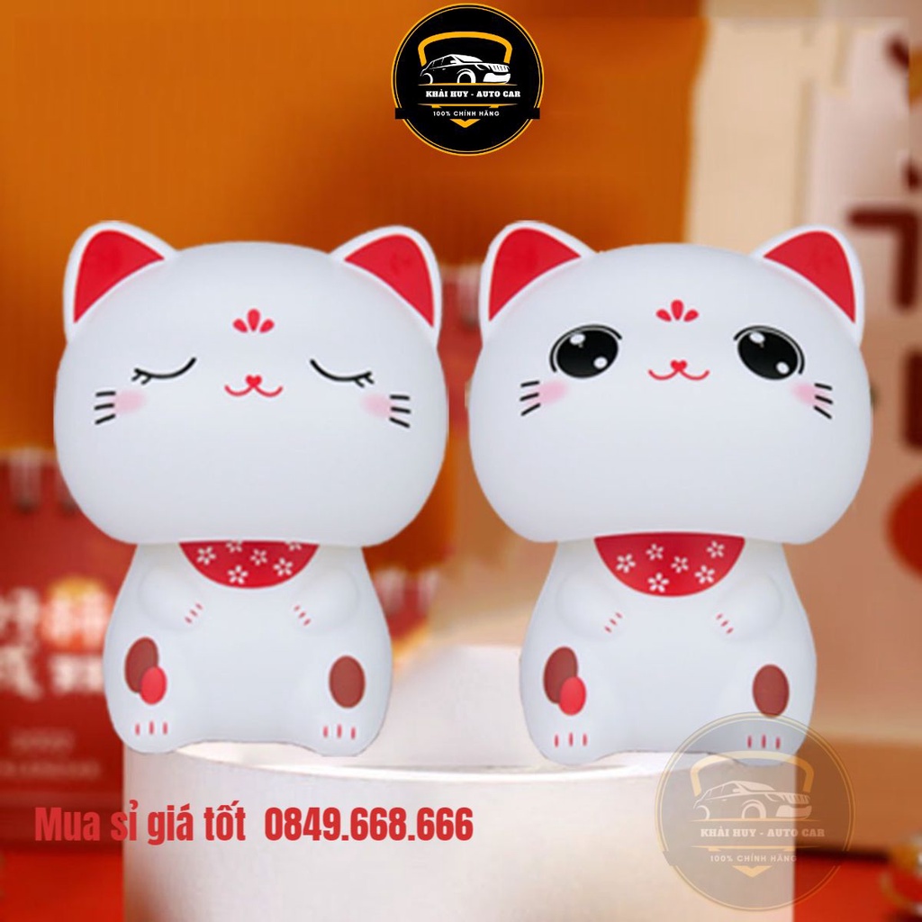 Mèo Lucky trắng gật đầu trang trí taplo ô tô, mang lại may mắn cho chủ xe - Khải Huy Scar