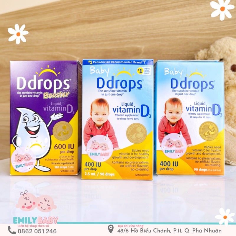 Vitamin D3 Baby Ddrops Mỹ cho bé 0-12 tuổi