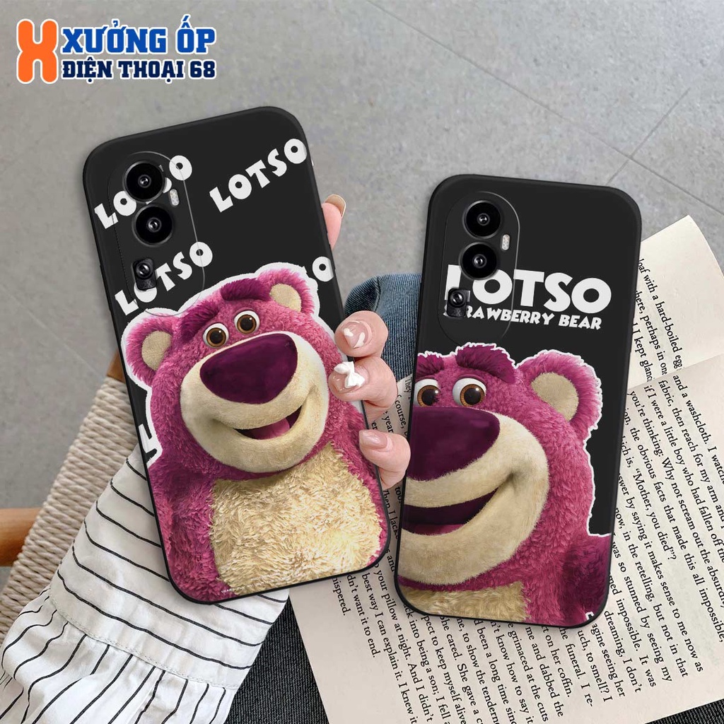 Ốp lưng TPU Oppo Reno 10 Pro Pro+ / Reno10 Pro Plus hình gấu dâu lotso cute bear, ốp silicon TPU dẻo rẻ đẹp